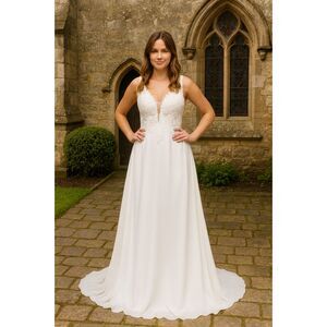 LULUS Forever Promised Chiffon Embroidered Sequin Maxi Dress M White NWT A1